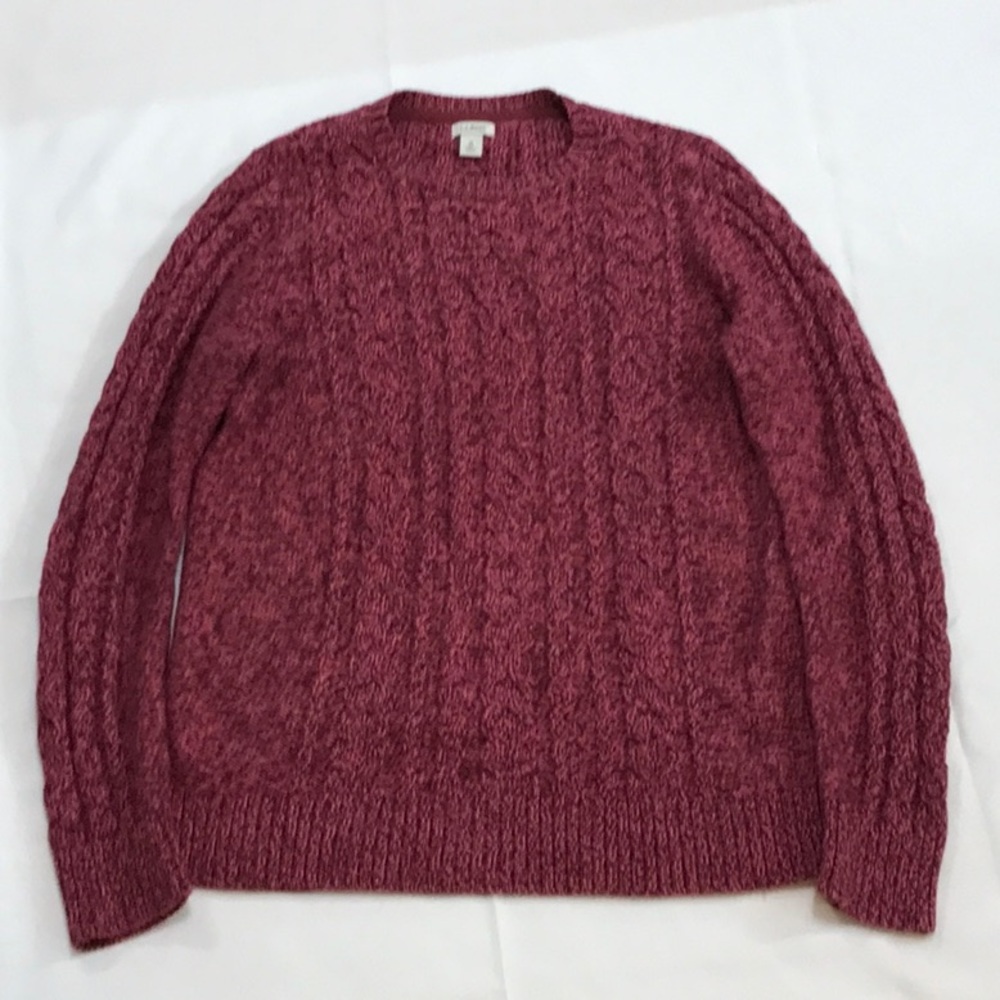 LL BEAN Cotton Sweater Mulberry/Pink sz M